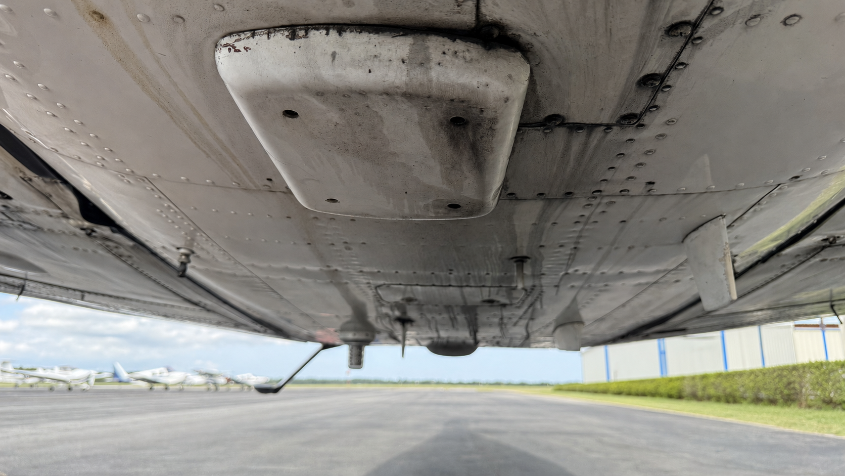 Aircraft belly before cleaning